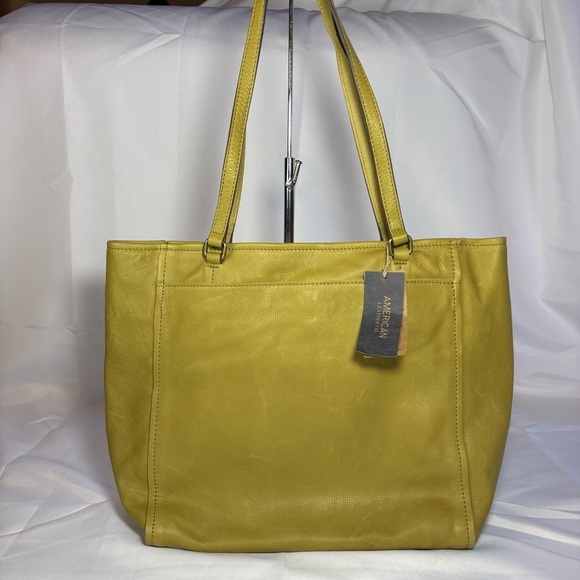 American Leather Company Green Smooth Leather Tote Bag - Picture 1 of 12